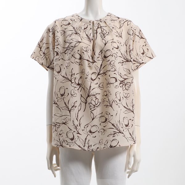 フロントタック花柄ブラウス