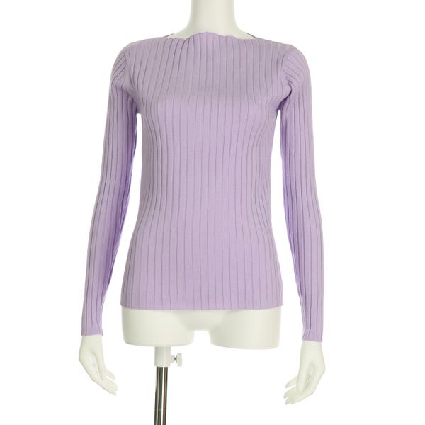 スラッシュドネックリブニットプルオーバー