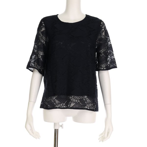 ボタニカルレース透け感ブラウス