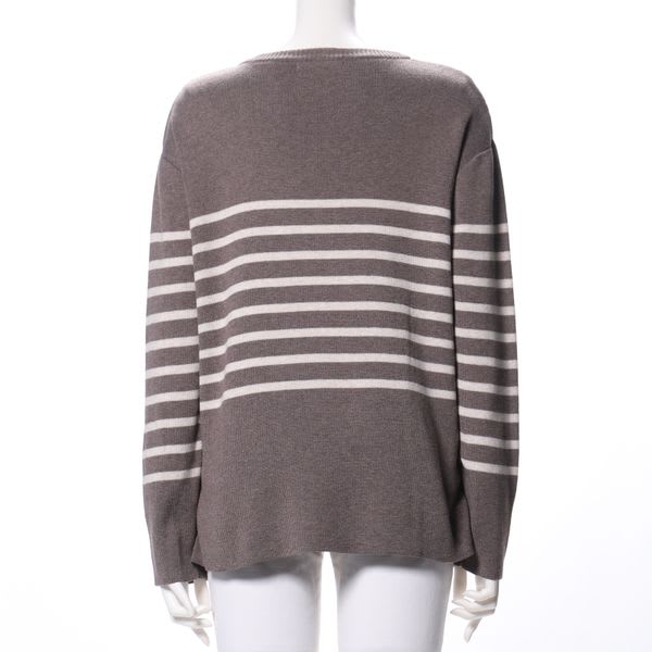 ボーダー柄ドロップショルダーニット