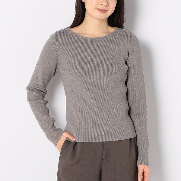 パールデザインリブニット