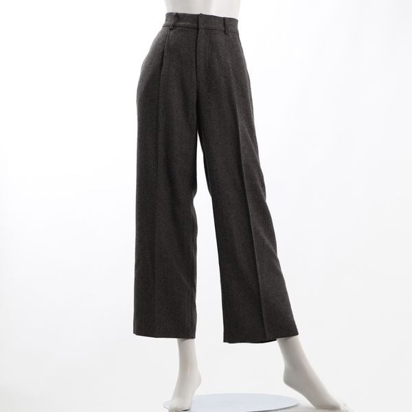 ヘリンボーン柄タック入りワイドパンツ