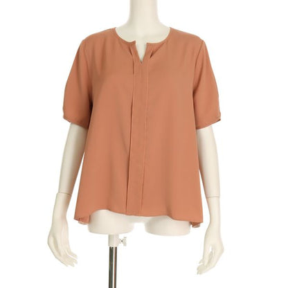 脇レースオープンフロントネックブラウス