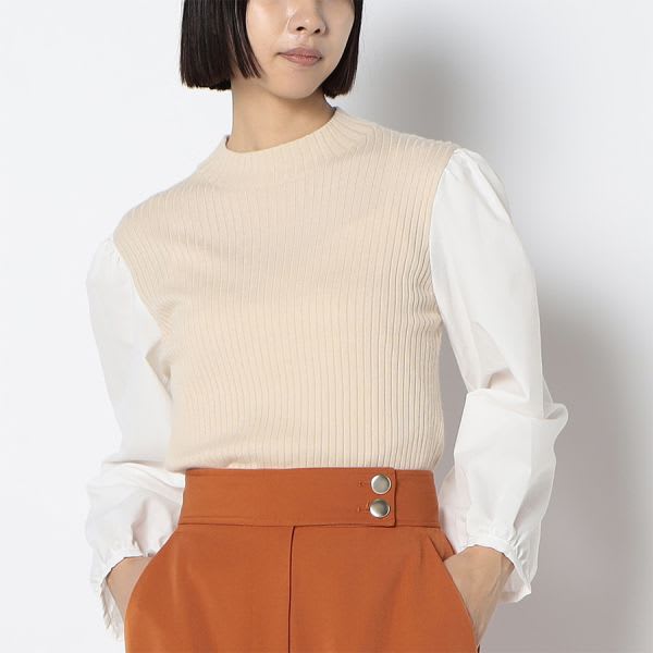 異素材切り替えニット