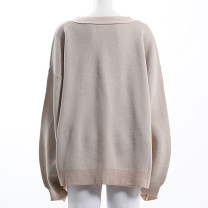 ヘリンボーン柄Vネックカーディガン