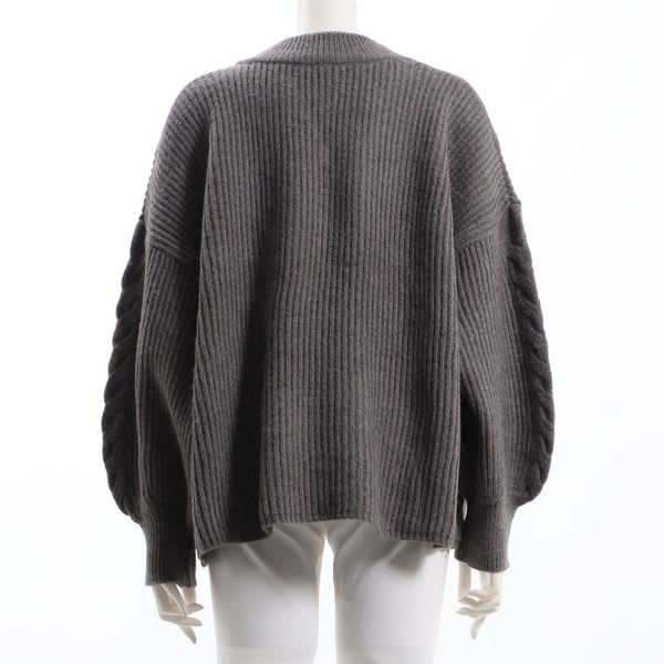 編み柄ジップカーディガン