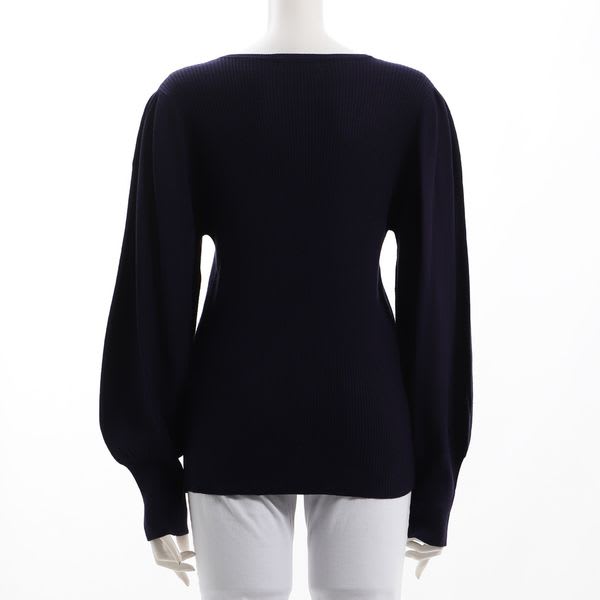 スクエアネックパフスリーブニット