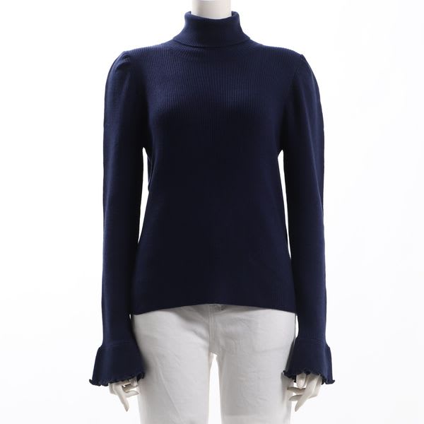 袖フリルリブニット