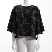 フレアスリーブ総柄ブラウス