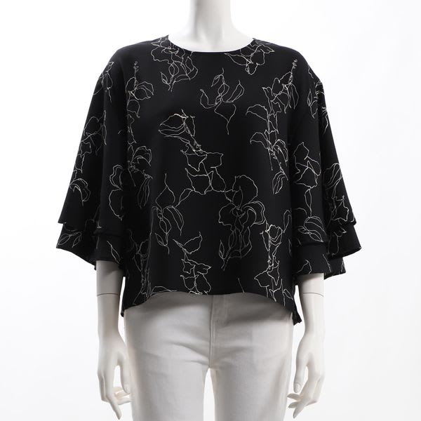 フレアスリーブ総柄ブラウス