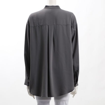 アウトポケットバンドカラーブラウス