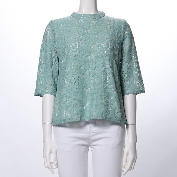 総レーススタンドカラーブラウス