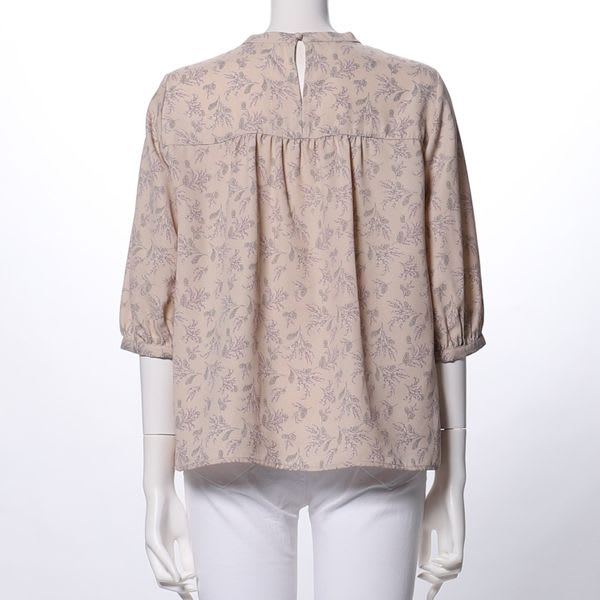 花柄ギャザードネックブラウス