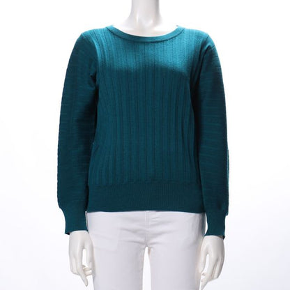 ワイドリブラウンドネックニット