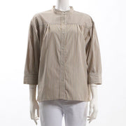 ストライプ柄スタンドカラ―シャツ