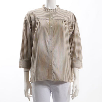 ストライプ柄スタンドカラ―シャツ