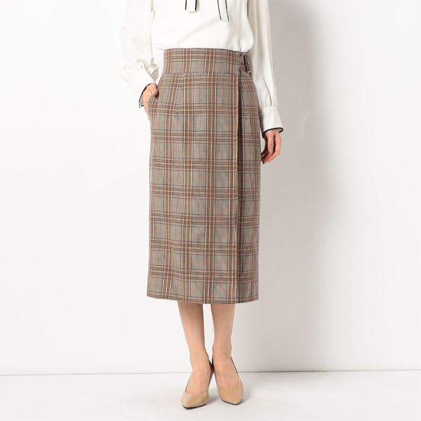 ラップデザインチェック柄スカート