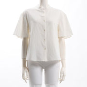 凹凸素材フレアスリーブブラウス