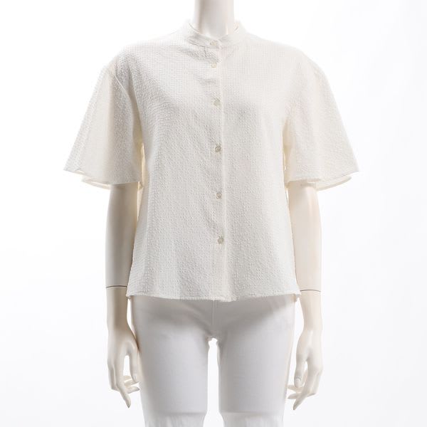 凹凸素材フレアスリーブブラウス