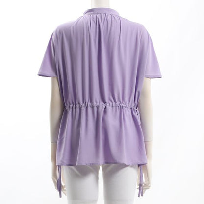 ウエストシャーリング前開きブラウス