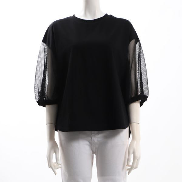 透け感スリーブクルーネックカットソー