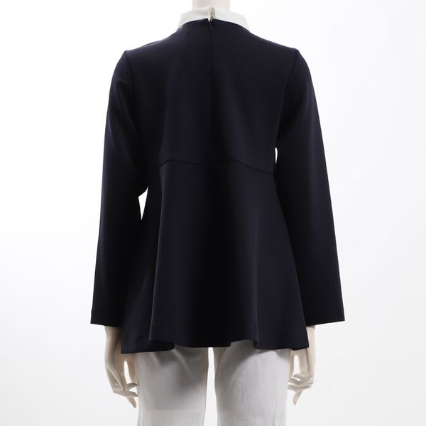 ビジューつき取り外し襟ペプラムトップス