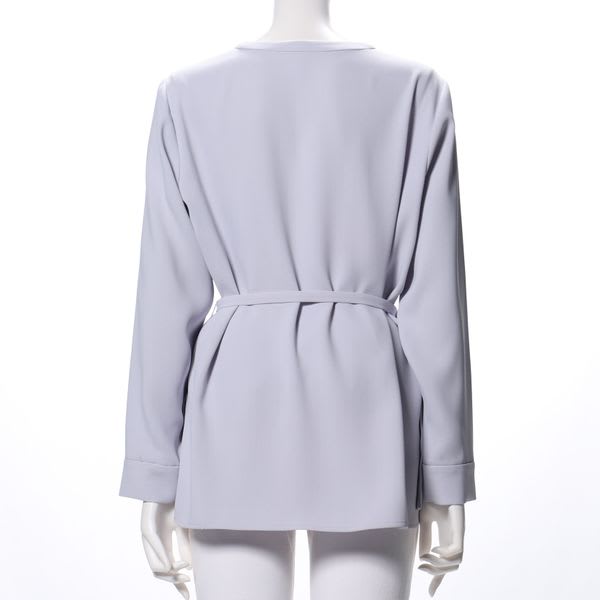 ネックラインデザインベルト付きブラウス