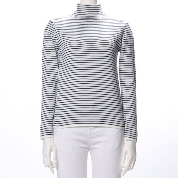 ハイネックボーダー柄ニット