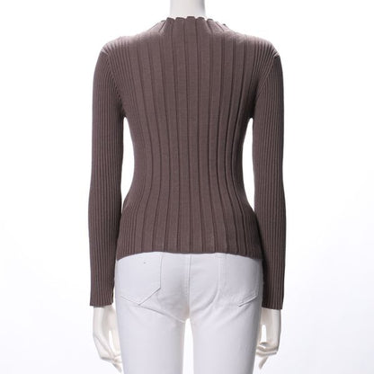 ミニボトルネックリブニット