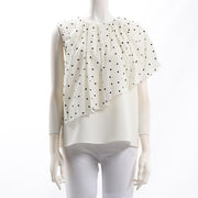 アシンメトリードット柄フリルブラウス