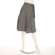 チェック柄ラップ風フレアスカート