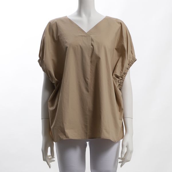ギャザー袖Vネックブラウス