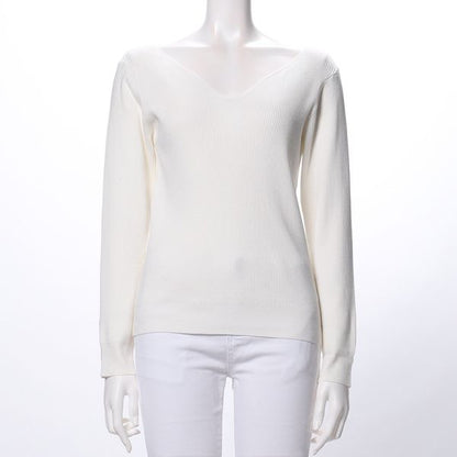 美デコルテVネック長袖ニットプルオーバー