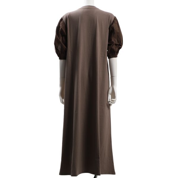 シアーパフクルーネックワンピース