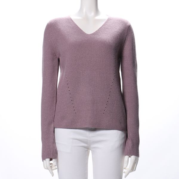 片畦アイレットVネックニット