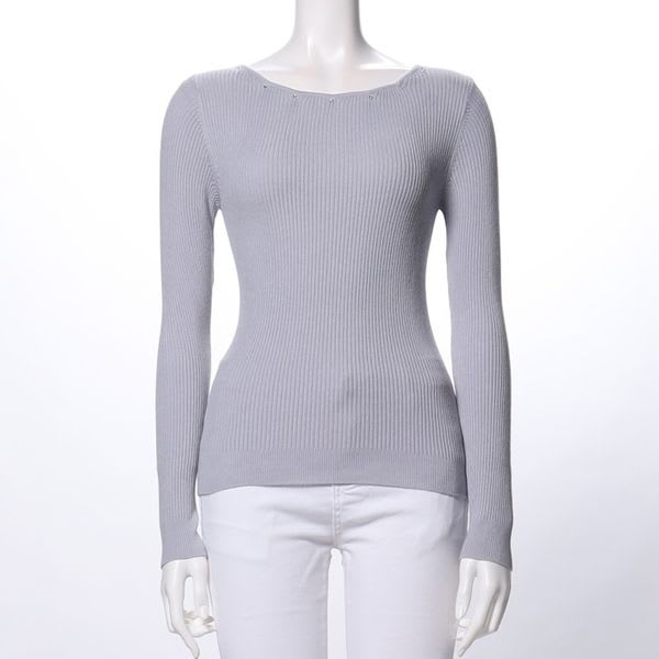 ストーン付きリブニット