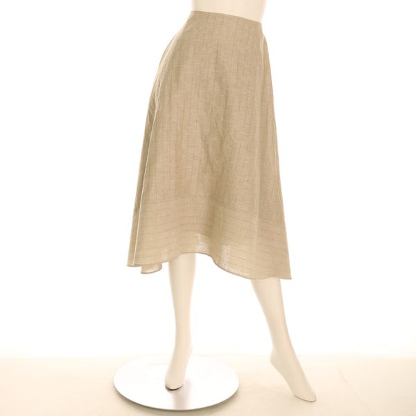 リネン混ストライプイレギュラーヘムスカート