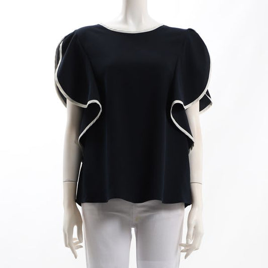 パイピングデザインラッフルスリーブブラウス