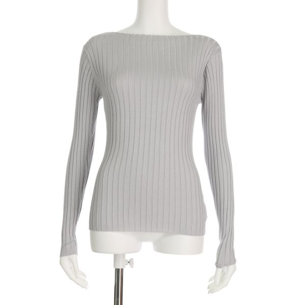 スラッシュドネックリブニットプルオーバー