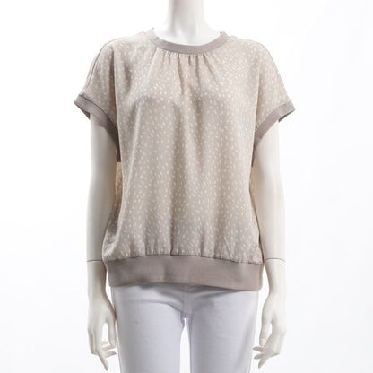 リブ切り替え総柄ブラウス