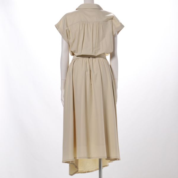 ウエストリボン付きスキッパーネックワンピース