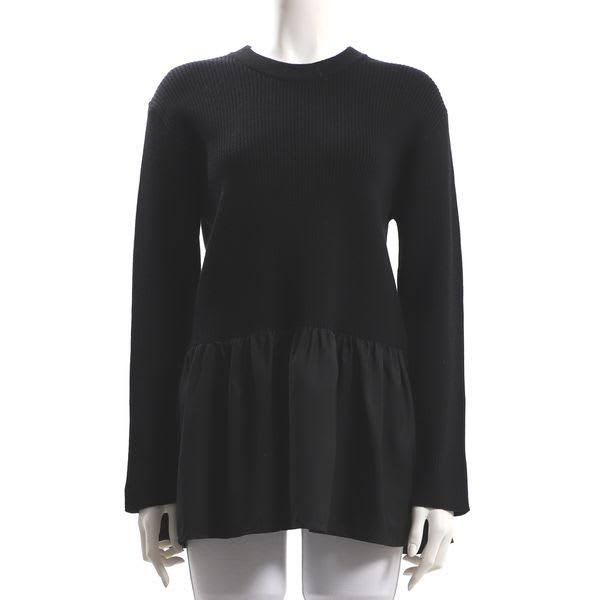 異素材ペプラムリブニット