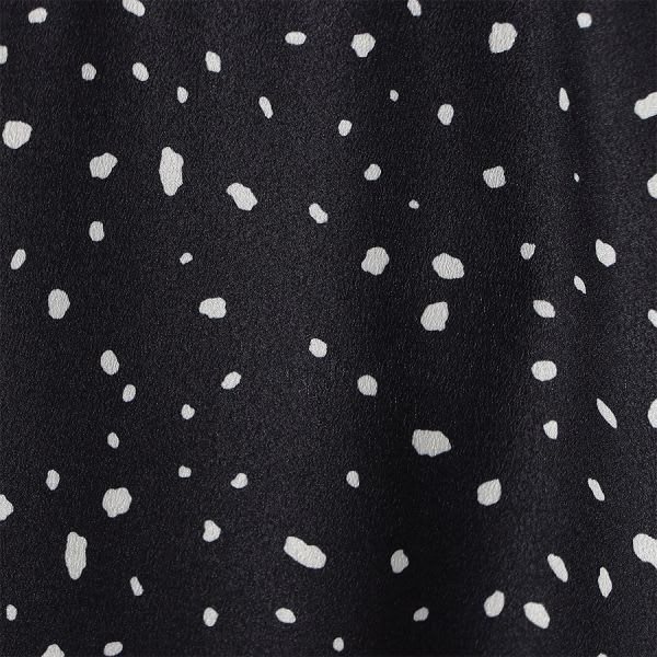 フロントフリルデザインランダムドット柄ワンピース