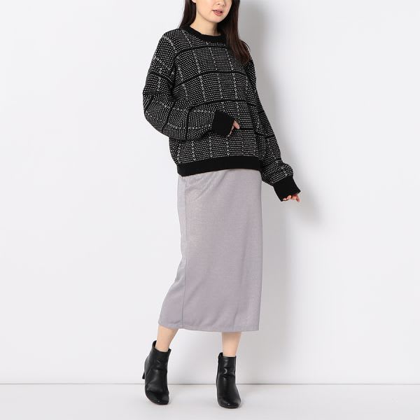 編み柄クルーネックニット