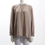 バックリボン総柄ブラウス