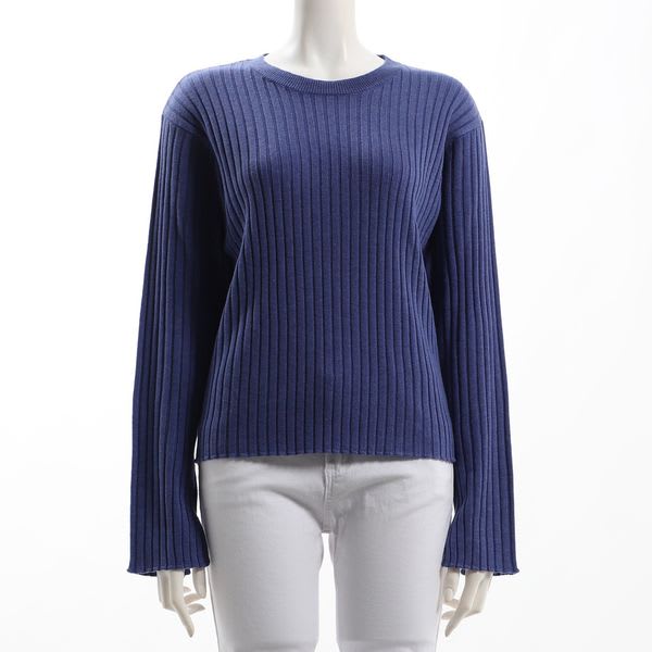 シンプルクルーネックリブニット