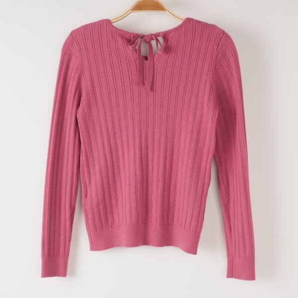 バックリボンリブニットプルオーバー