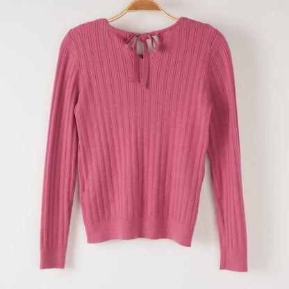 バックリボンリブニットプルオーバー