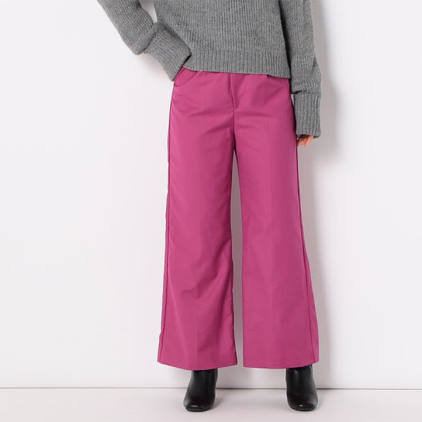 ラップ風フラップタック入りワイドパンツ