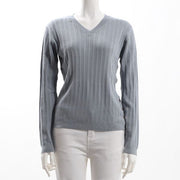 サイドボタンVネックリブニット